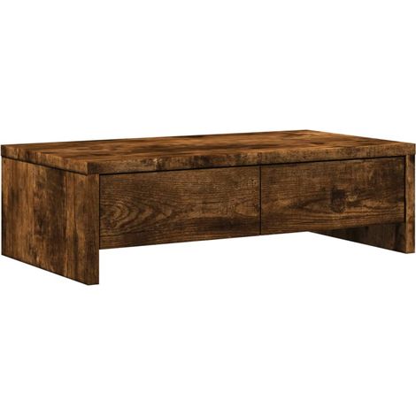 Mesa de escritorio con soporte para monitor y cajones de madera de ingeniería marrón 020044936