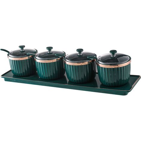 Set di barattoli per spezie da cucina, contenitori per sale e glutammato monosodico, barattoli per spezie, eleganti barattoli con finiture dorate, contenitori per salse e intingoli