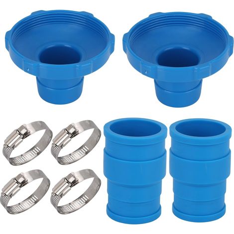 8pcs Kit d'Adaptateurs pour Tuyau d'Aspirateur de Piscine, Connecteur Bleu pour Tuyau d'Écumoire de Piscine avec Pinces Compatible avec Les Accessoires Hors Sol Intex (1/5)