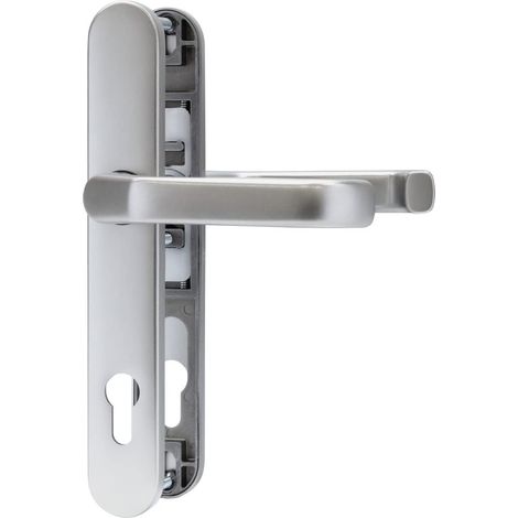 Poignée de porte pour porte d'entrée - Avec poignée de porte double face - Pour portes avec cadre étroit - Aspect acier inoxydable