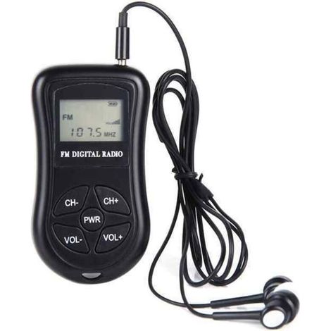 Mini radio FM portable, stéréo LCD affichage numérique tuned Pocket Walkman récepteur de conférence à transistor avec casque, petite radio de poche actionnée par batterie AAA pour la marche / course (1/2)