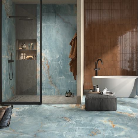 Carrelage Effet Marbre THE ROOM 60x120 cm Onyx Aqua (1/2)