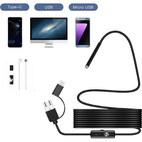 Endoscope industriel 3-en-1 USB 5.5mm 5m caméra HD téléphone voiture tuyaux (1/4)