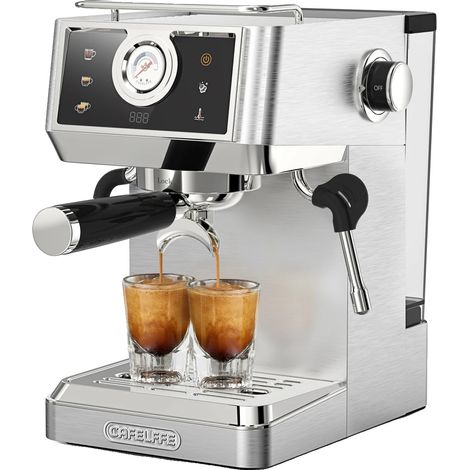 Machine à café Espresso, mousseur à lait intégré, pression de 20 bars, Argent, UE (1/2)