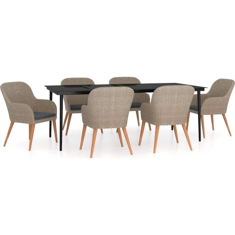 Maison Exclusive - Set da Pranzo da Giardino 7 pz con Cuscini Marrone (1/5)