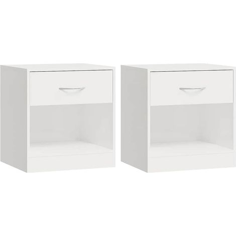 Mesitas de noche 2 unidades con cajón blanco con brillo vidaXL (1/5)
