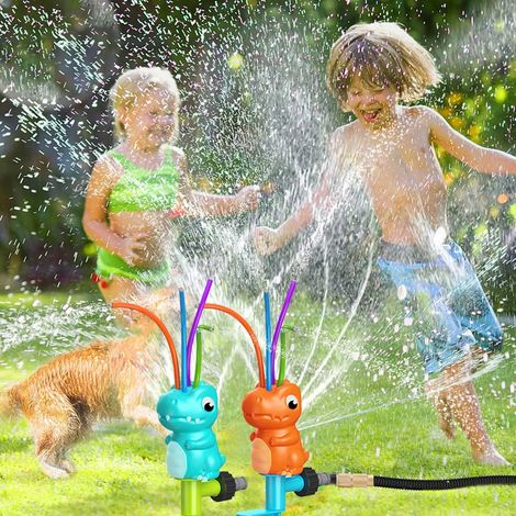 2 jouets d'extérieur, arroseur de jardin, arroseur pour enfants, tuyau d'arrosage, motif T-Rex (couleurs aléatoires) (1/4)