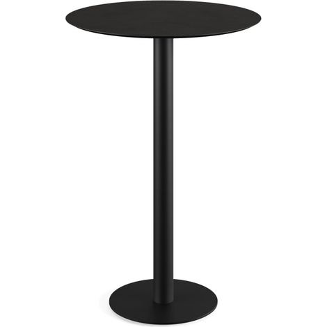 Urban mange-debout avec piètement noir + plateau HPL noir Ø 70 cm - Feros (1/3)