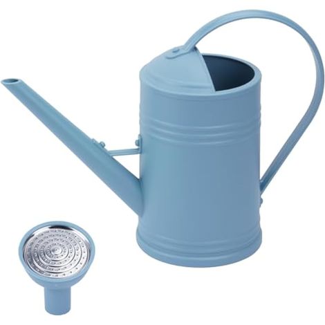 Petit arrosoir en plastique à long bec, 1,8 L, douchette amovible, pour plantes d'intérieur et d'extérieur (bleu) (1/5)