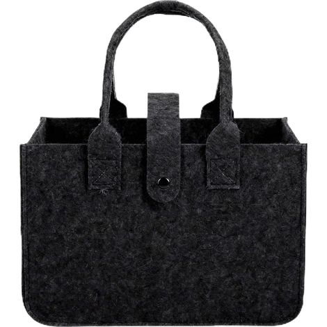 Sac en feutre, 10,8 l, pliable, sac de transport, panier à provisions, sac à jouets, pour courses, sorties, rangement, panier à vêtements (Noir-30 x 20 x 18 cm)