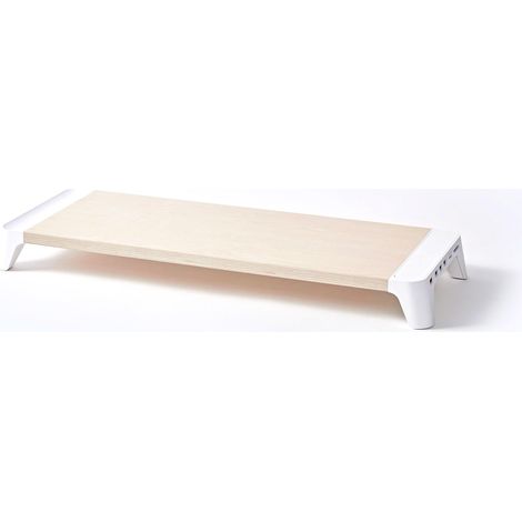 Supporto Monitor da Scrivania 56x20x5,7 cm con Entrata USB in MDF e Plastica Bianco