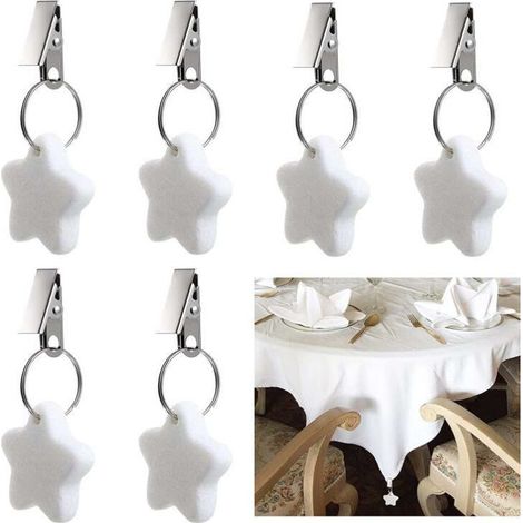 Lot de 6 poids de nappe en pierre naturelle résistant aux intempéries avec pince pour jardin, pique-nique, cuisine, restaurant(Pentacle),T-Audace (1/5)