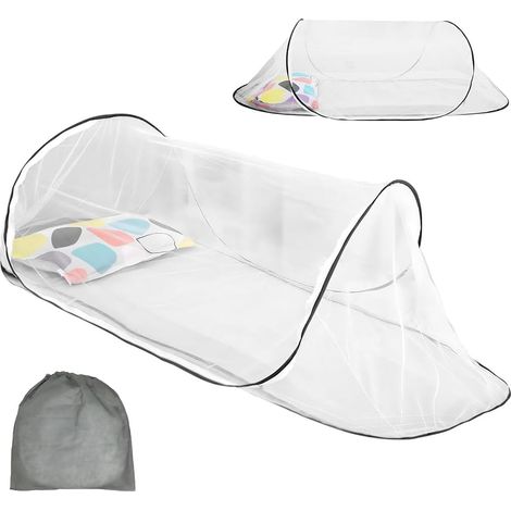 Faltbares und zusammenklappbares Moskitonetz für Reisebetten, 200 x 80 x 56 cm, tragbares Moskitonetz für Campingzelte mit Reißverschluss für Campingbetten