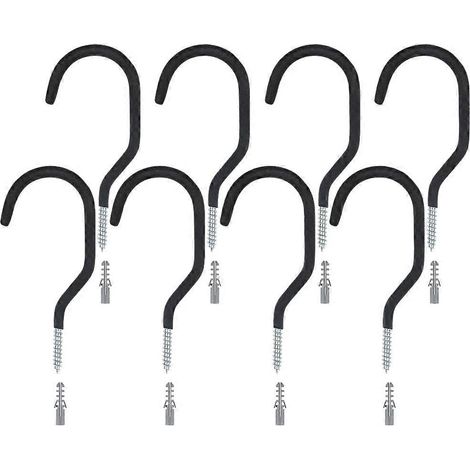 Crochet mural robuste pour vélo (lot de 8, noir) - Pratique, sûr et durable (1/5)