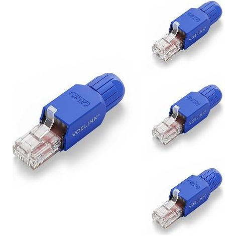 Connecteur RJ45 Cat6A Sans Outil 10 Gbps Plaqué Or Bleu UTP Réutilisable 10 Gbps/500 MHz Routeur Switch Modem Optique PC (1/5)
