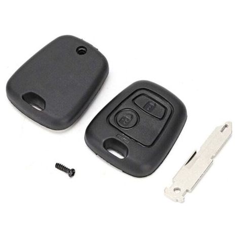 Jeffergarden Coque de clé de voiture à 2 boutons, accessoire de remplacement adapté à la Peugeot 206 306 307 (1/4)