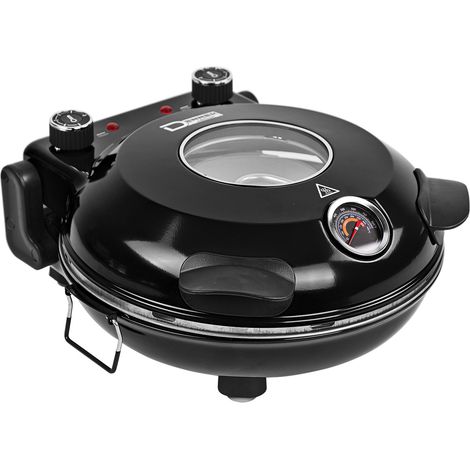 Pizzaofen Pizzabackofen Flammkuchenofen elektrisch schwarz Keramikstein 1200 W (1/5)