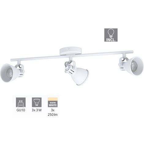 Faretto da Soffitto Led 3 Luci GU10 Bianco Lampada Plafoniera Interno Seras EGLO (1/4)