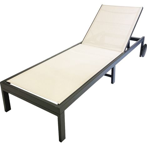 Lettino 65x196x30,5-89,5 cm ecrù e con struttura in alluminio verniciato antracite - Accumoli - Standard