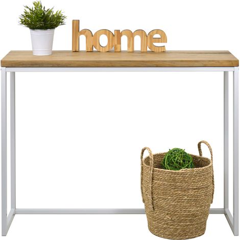 Consola Recibidor iCub Big Wood 100x30x80cm Blanco en madera maciza de pino acabado vintage estilo industrial Box Furniture (1/5)