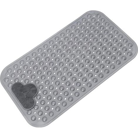 Bath Tub Mat Shower Mat Non Slip Bathtub Mats with Drain Holes and Suction Cups Massage Shower Mat Bath Mat for Tub Bathroom Accessories Machine Washable Bathroom Shower Mat, 70cmx40cm Grey (1/5)