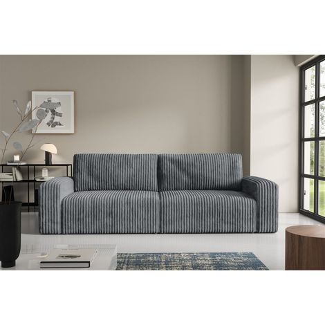 Sofa 3-Sitzer mit Schlaffunktion NATALIA in Stoff Tilia Grau