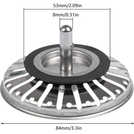 2-teiliger Spülbecken-Sieb-/Abflussstopfen, Spülbeckenlochstopfen, Küchen-/Badezimmer-Sieb, 84 mm Durchmesser mit kugelförmigem Ende, Edelstahl (1/4)