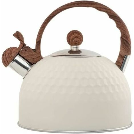 2.5 Litres Bouilloire Sifflante En Acier Inoxydable, Bouilloire Théière Sifflante Pour Induction Cuisinières Gaz, Faciles à Nettoyer, Blanche (1/5)