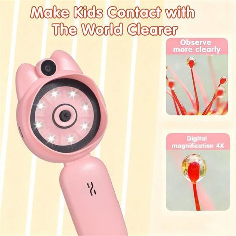 Microscope Numérique IPS 2 Pouces, Microscope Portable pour Enfants avec 8 LED, Microscope de Poche pour L'Observation des Plantes (1/5)
