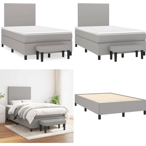 Boxspringbett mit Matratze Hellgrau 120x190 cm Stoff - Boxspringbett - Doppelbett - Bettenrahmen - Schlafsofa - Hellgraues Bett - Home & Living (1/5)