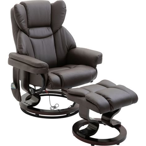 Kerinova Fauteuil relaxant TV massage pivotant simili cuir marron (1/5)