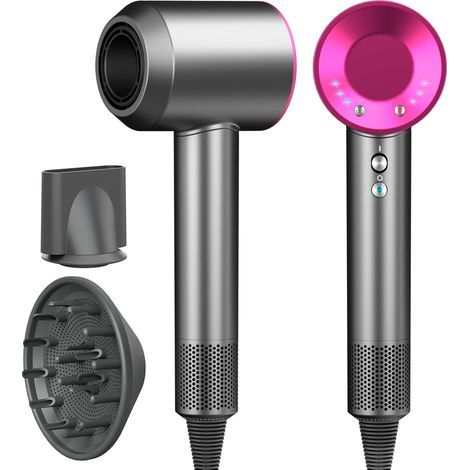 Compatible with Dyson hair dryers – 160,000 RPM, 500 million negative ions, magnetic attachment, 3 speeds, 4 heat settings, professional salon & home use, pink (1/5)