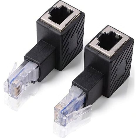Lot d'adaptateurs coudés RJ45, 1 droite et 1 gauche, mâle vers femelle, adaptateur coudé à 90° pour réseau Ethernet LAN CAT6/CAT5, rallonge et câble de signal (1/5)