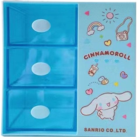 Boîte de Rangement Bureau Mignonne avec Tiroir Intégré, Design à Compartiments en Plastique pour Maquillage, Bleue pour Maison (1/5)