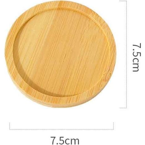 Saucer - Bamboo Plant Tray - For Succulents Pots And Small Containers - Natural Round Or Square Design - 1 Piece (1/5)