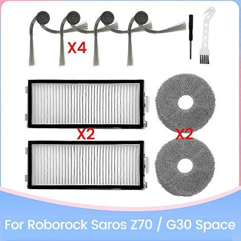 Kit de 10 pièces de rechange pour aspirateur robot Saros Z70 / G30 Space : brosses latérales, filtre HEPA, brosse principale et serpillières. (1/5)