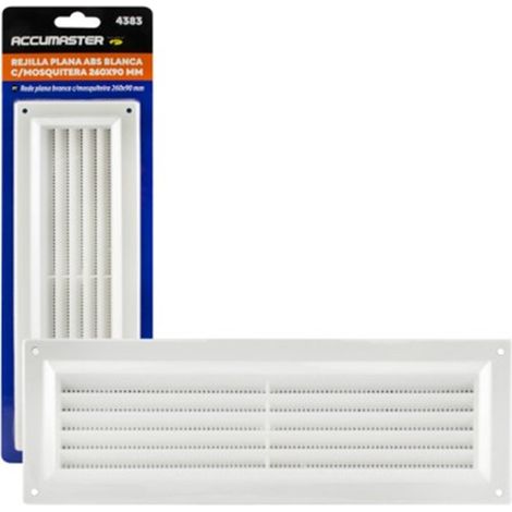Rejilla Plana ABS Blanca C/Mosquitera 260x90mm