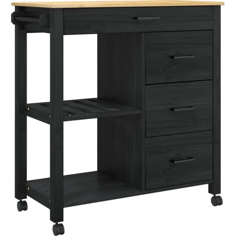 Carro de Cocina Liso Negro vidaXL (1/5)