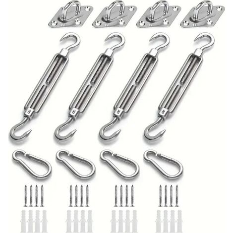 Kit de Fixation pour Voile D'ombrage, Acier Inoxydable Soleil Voile D'ombrage Kit de Fixation pour Triangle et Carré, Rectangle, du Soleil Voile D'ombrage Accessoires de Fixation(M6) (1/4)
