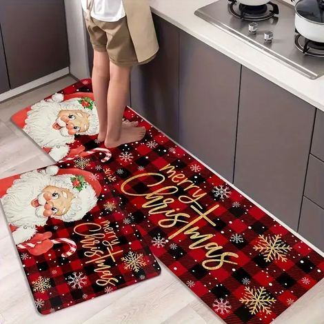 pcs Tapis de Cuisine Noël décorations paillassons lavables antidérapants adaptés à la Salle Bain Maison cm + 2 5080 50150 (1/5)
