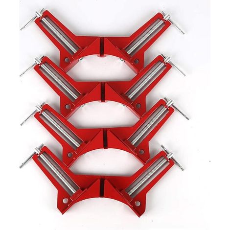 Serre-joint, Jeu de 4 Pinces à Angle Droit 90 degrés pour le travail du bois, Ajustable pince à Onglet pour Cadre Photo, Aquarium, Meubles, Outils à main (1/4)