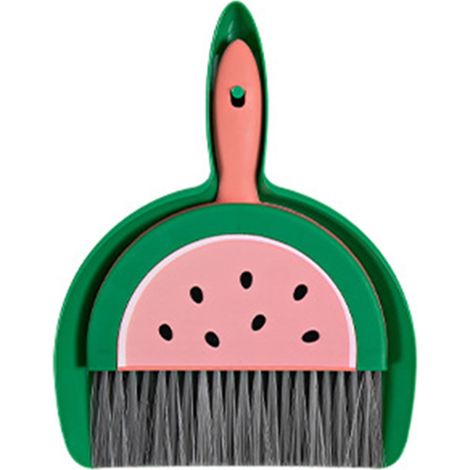 juego de mini escoba y recogedor, con forma de fruta, cerdas PET densas, para oficina, teclado, coche. (1/5)