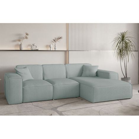 Ecksofa Designersofa CELES PREMIUM in Stoff Scala Saphirblau Ottomane Rechts (1/4)