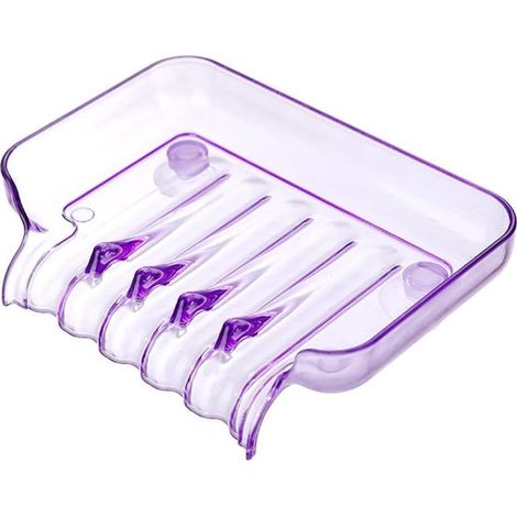 Porte-savon - Boîte à savon de douche - Polypropylène - Accessoires de salle de bain - Boîte à savon autonettoyante - 11,8 x 7 cm - Violet (1/5)