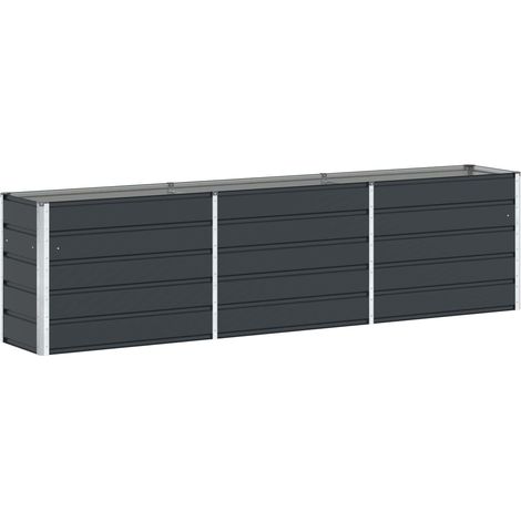 Jardinière en acier galvanisé extérieur moderne 480 x 50 x 45 cm design industriel ambiance urbaine en acier anthracite (1/5)