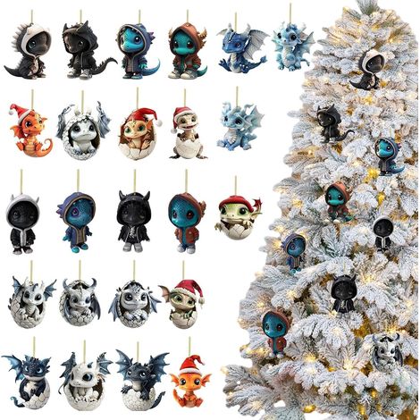 Jouet Dragon De L Avent Pendentif Dragon Collection 2D Plat Set De Compte À Rebours De Noël 24 Jours Pour Fille, Petite-Fille, , , Adolescents, Étudiants, Cartable, Trousse, Sac À Dos (1/5)
