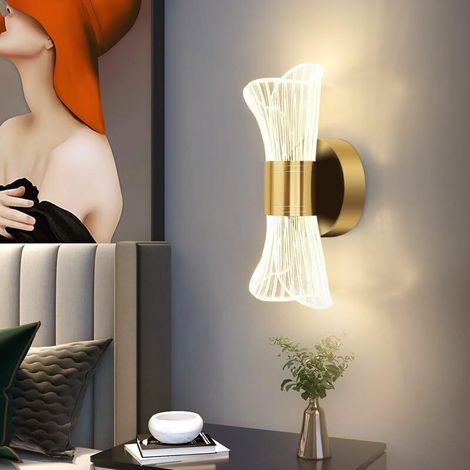 12W Modern LED Wall Light, Dimmable, 3 Color Temperatures, Acrylic Metal Wall Lamp for Bedroom, Office, Hallway, Staircase (1/4)
