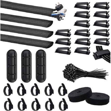 Kit de gestion des câbles, 4 gaines de rangement, 3 supports de câbles, 10 (1/5)