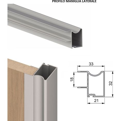Profilo maniglia per kit armadio ante scorrevoli 18 mm placard emuca dimensione disponibile: barra da cm 150