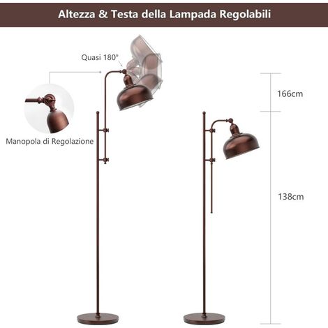 Lampe de bureau rustique avec finition bronze et structure en métal, lampadaire pour salon, chambre et bureau (1/5)